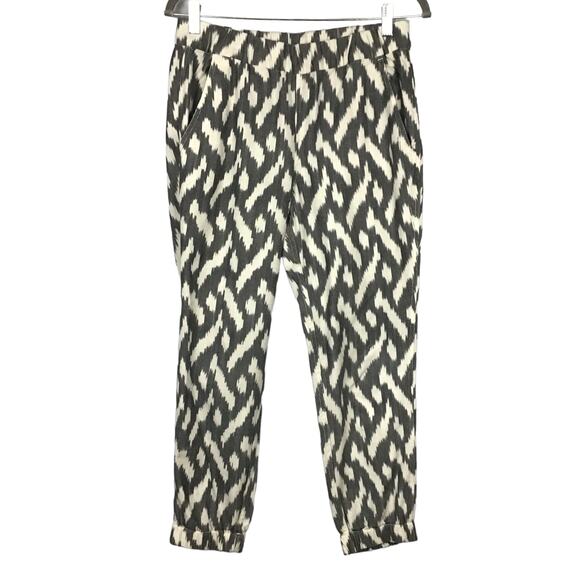 J. Crew Seaside Jogger Pant Ikat Cream Gray Print Pull On Pants sz 6 - Picture 2 of 11